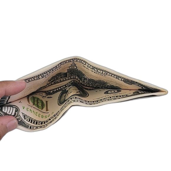 Cream Green $100 Bill Unisex Wallet Gag Gift College Card Holder - Picture 6 of 13
